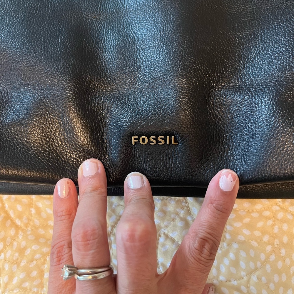Fossil Black Leather Rectangular Handbag - image 2
